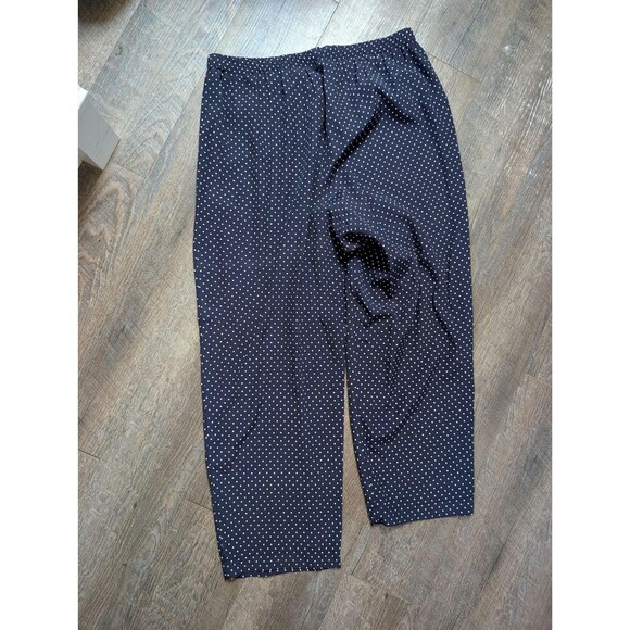 Vintage Navy Blue Polka Dot Cropped Pants: Fritzi California Trousers Size Large - Picture 2 of 7